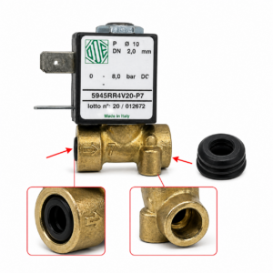 Saeco solenoīda vārsts 2 virzienu 24V 7W Xelsis SM sērijai komplektā ar 2 blīvēm (no abām pusēm) 421944069071 + 421944070611